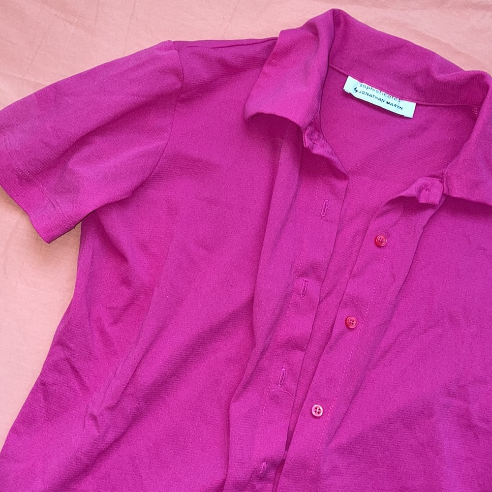 ⚡️⚡️Fuchsia button down top - Picture 2 of 3